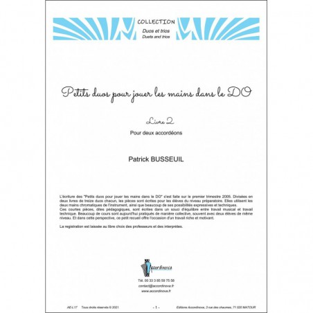 Petits duos pour jouer les mains dans le DO - Livre 2