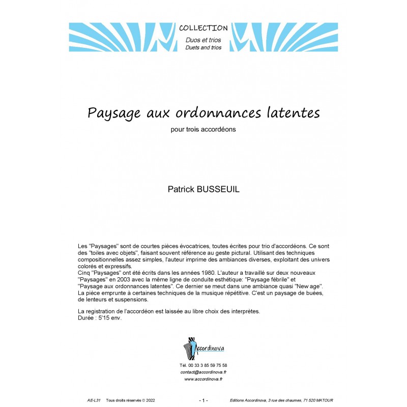 Paysage aux ordonnances latentes