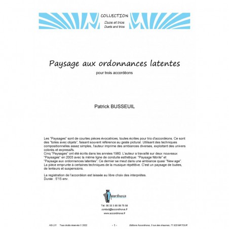 Paysage aux ordonnances latentes