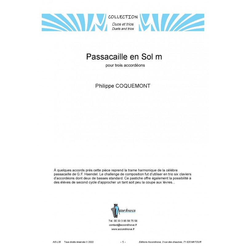 Passacaille en Sol mineur