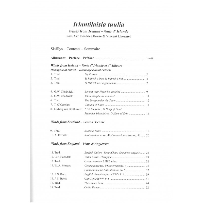 Vents d'Irelande et d'Ailleurs -  20 titres trad' [PARTITION]