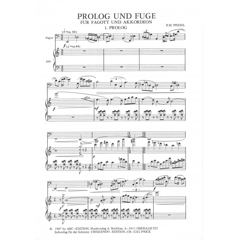 Prolog und Fuge (Prologue et Fugue)