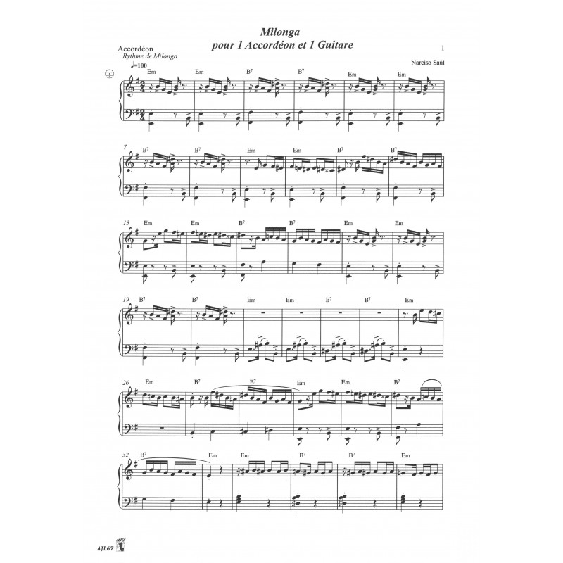 Etudes pour Accordéon et Guitare - Volume 5 Musique Argentine