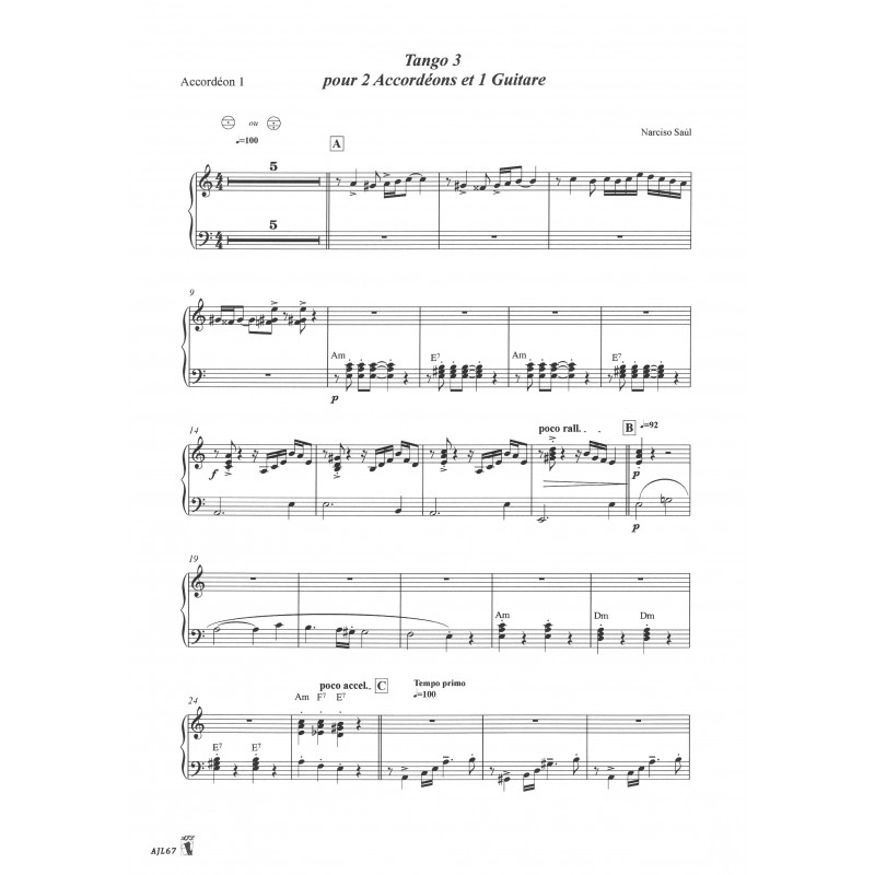 Etudes pour Accordéon et Guitare - Volume 5 Musique Argentine