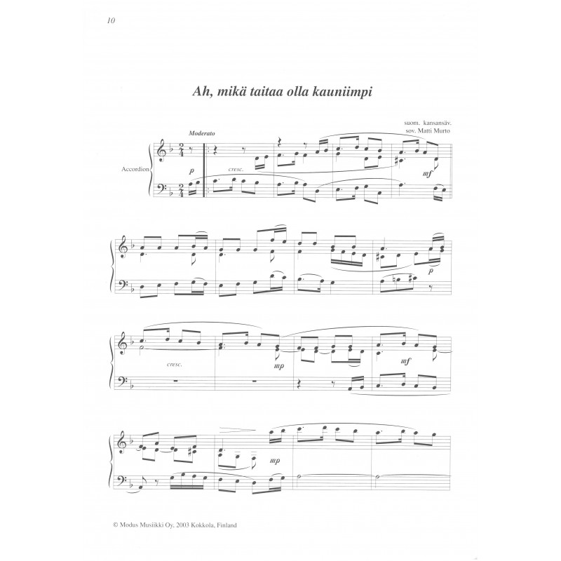 Chansons Folkloriques Finlandaises pour Accordéon