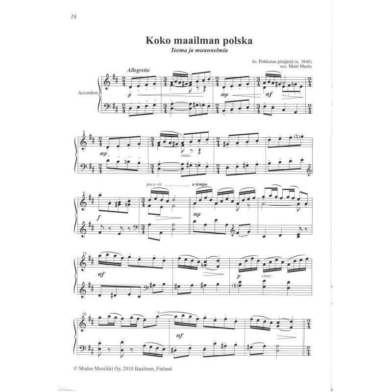 Danses Finlandaises pour Accordéon (Polkas)