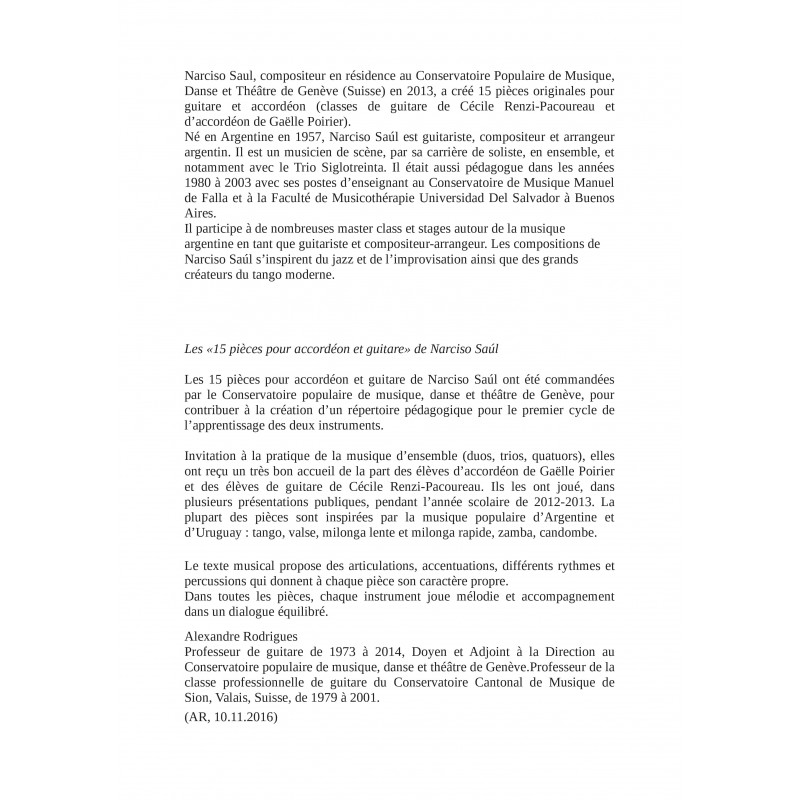Etudes pour Accordéon et Guitare - Volume 5 Musique Argentine